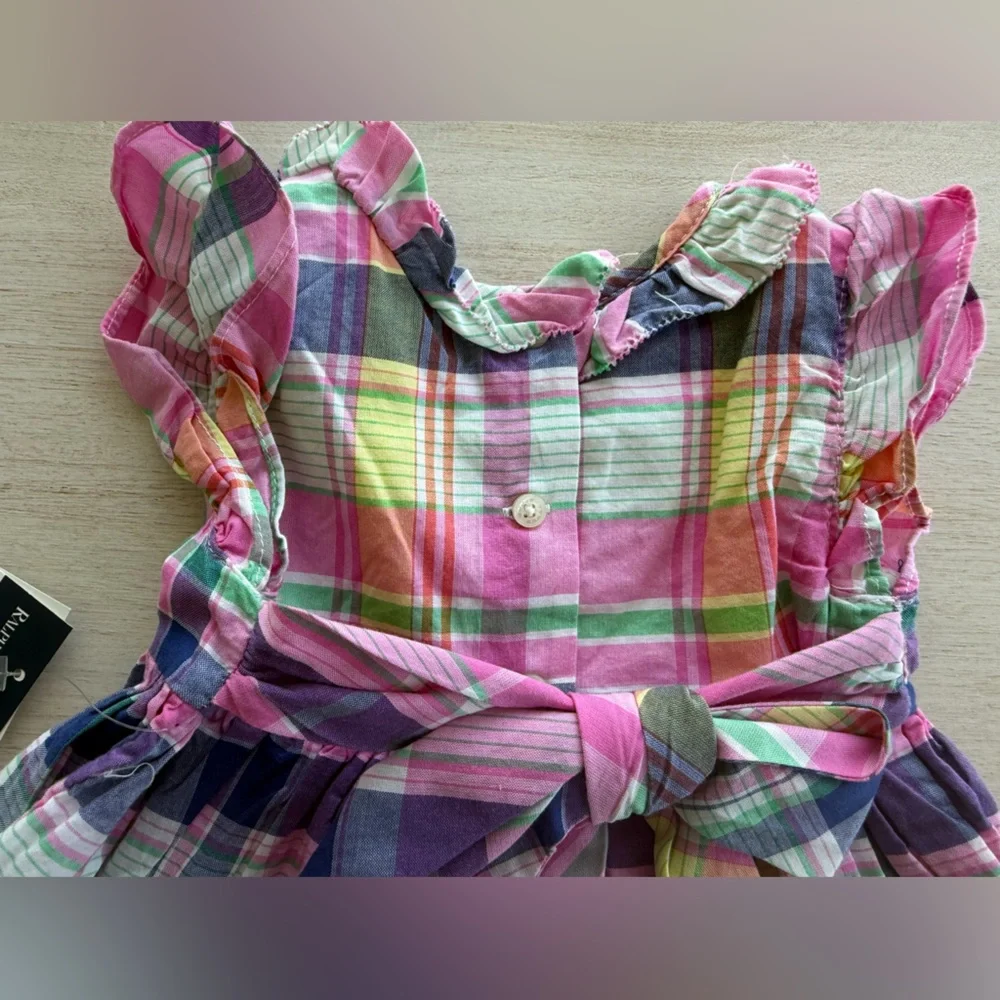 Ralph Lauren Baby Plaid Ruffle Dress Multi-Color, 9 Months